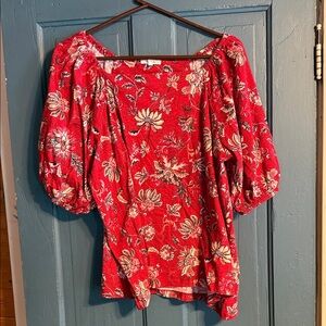 Maurices Red Floral Blouse